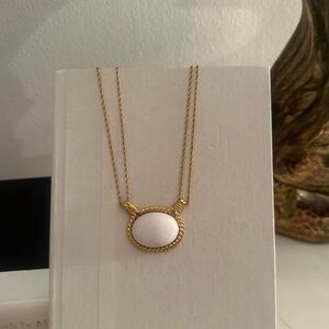 Chanel Inspired - Vintage Signed Trifari White and Gold Necklace
